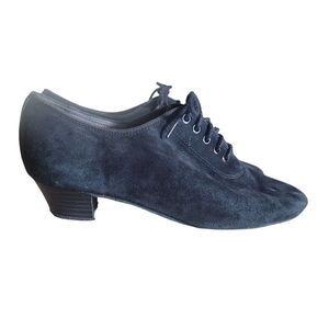 Anna Kern Black Lace Up Heel Shoe Women's 6.5 Black Suede Witchy Whimsigoth Vamp